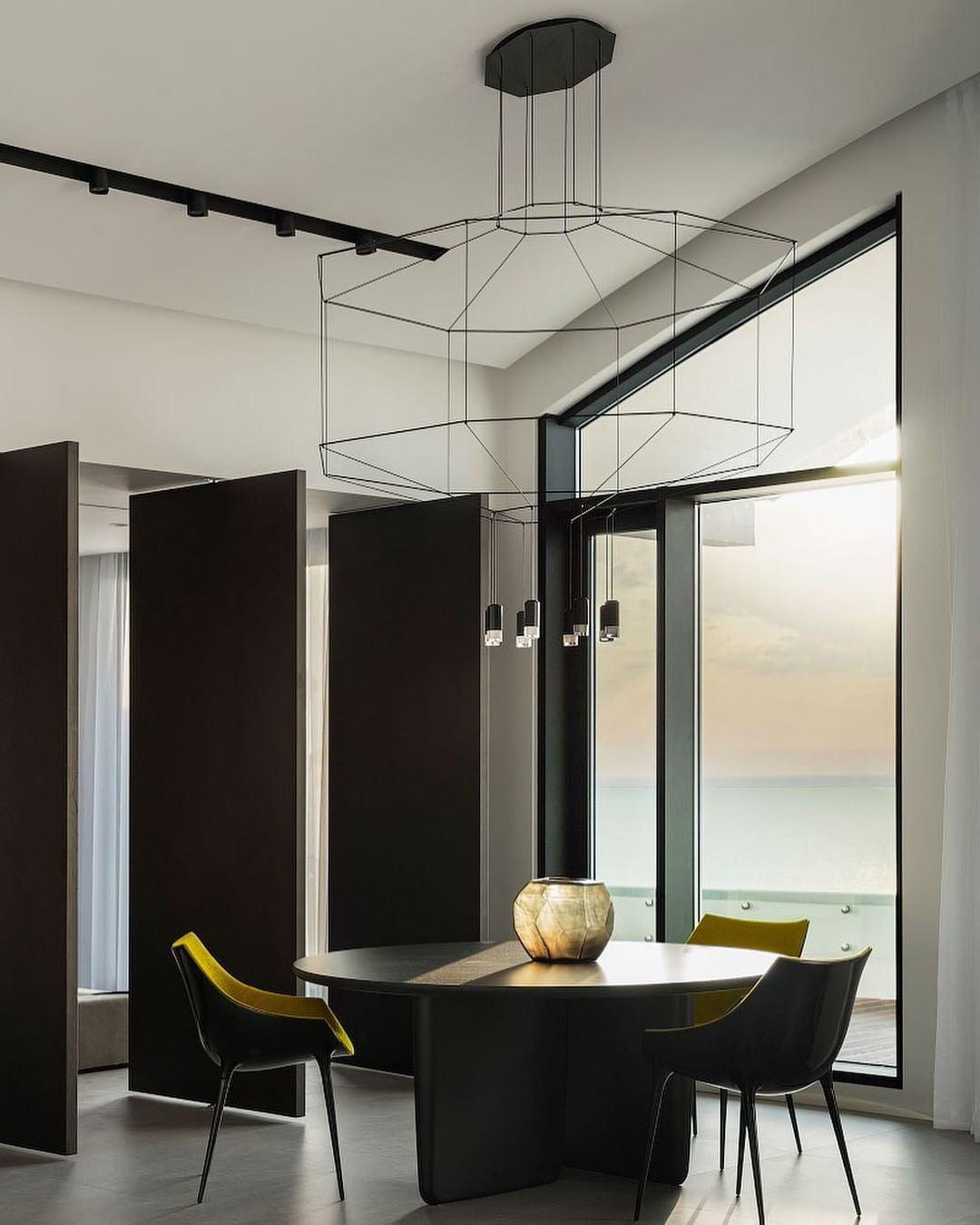 Modern Geometric Lines Pendant Light - Minimalist Ceiling Hanging Lamp for Living Room, Dining Room, Bedroom & Office Decor