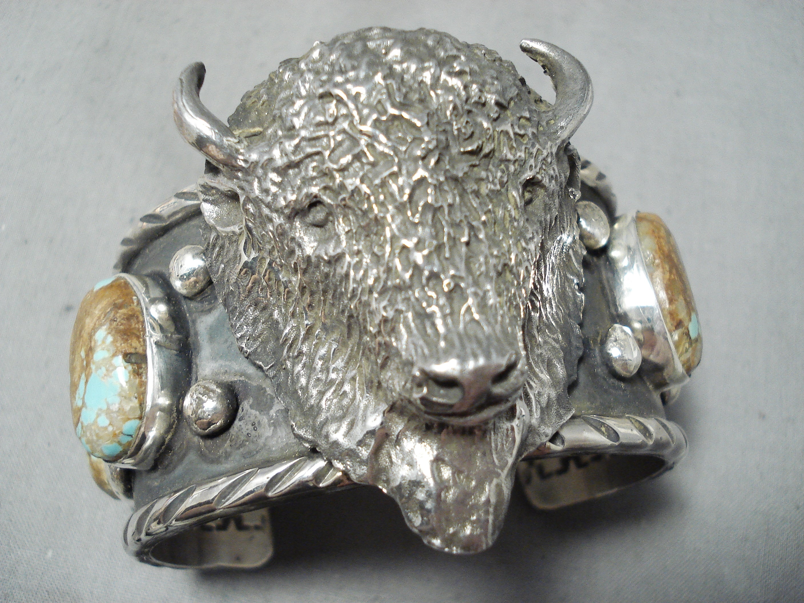 171 Grams Heavy Native American Buffalo #8 Turquoise Sterling Silver Bracelet - Handmade Jewelry for Women, Boho Chic Accessories, Perfect for Festivals & Special Occasions