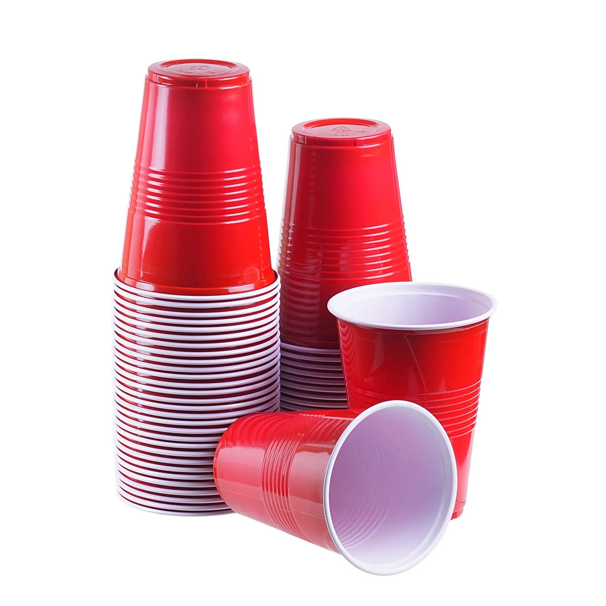 TashiBox 12 oz Disposable Plastic Party Cups - Bulk Pack of 100 Red Cups for Parties, BBQs, Picnics & Events | Durable & Eco-Friendly Drinkware