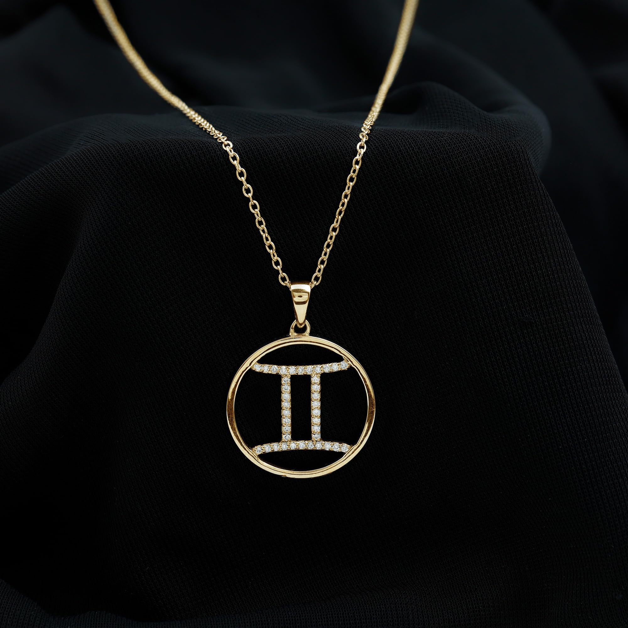 Gemini Zodiac Moissanite Pendant Necklace - 14K Gold Plated Astrology Jewelry for Women | Perfect Birthday Gift, Anniversary Present & Spiritual Horoscope Accessory for Everyday Wear