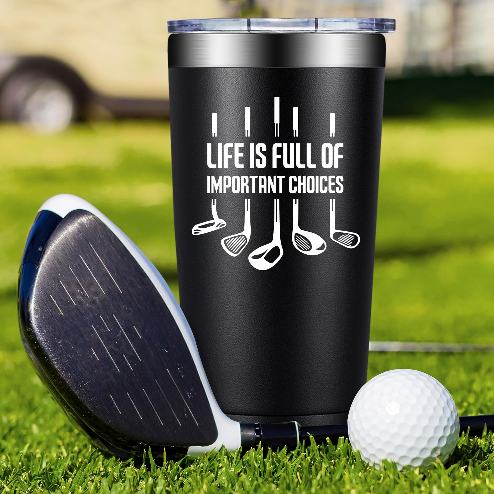 BIRGILT 20oz Insulated Golf Tumbler - Perfect Golf Gift for Men, Dad & Grandpa - Stainless Steel Travel Mug for Coffee & Cold Drinks - Great for Golf Courses, Office & Outdoor Activities
