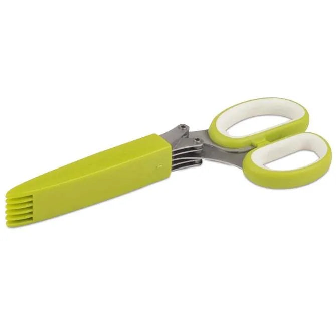 5-Blade Stainless Steel Herb Scissors with Protective Cover - Perfect for Chopping Fresh Herbs, Cooking, and Kitchen Prep