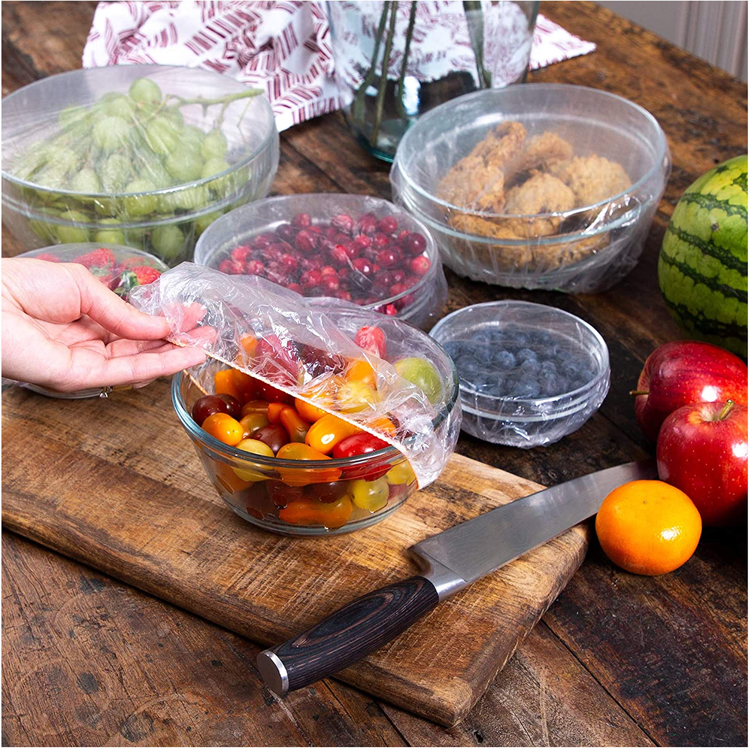 10-Piece Clear Elastic Bowl Covers - Stretchable Food Storage Lids for Plates & Dishes - Perfect for Meal Prep, Leftovers & Refrigerator Organization