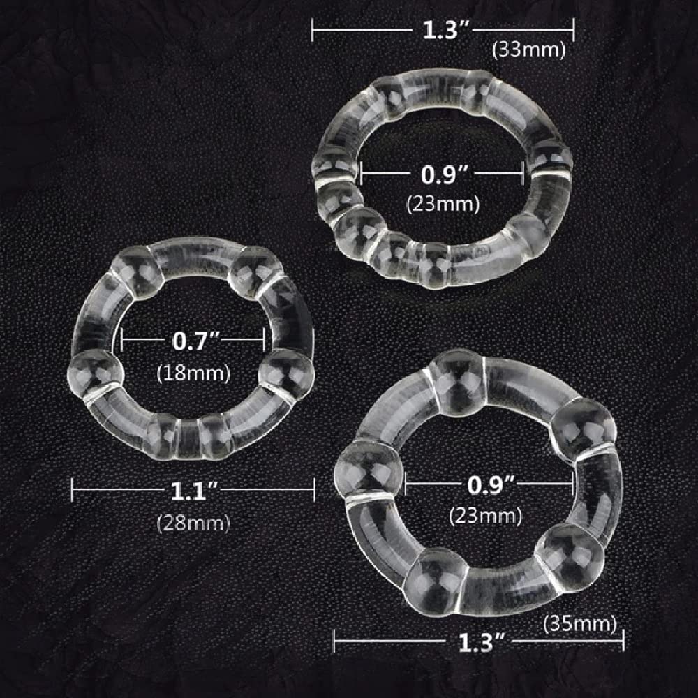 3Pcs Soft Silicone Penis Rings for Men - Stretchy Cock Ring Enhances Erection & Pleasure - Adult Sex Toys for Couples Play & Solo Use - Transparent Design for Discreet Storage - Perfect for Spicing Up Your Sex Life & Intimate Moments
