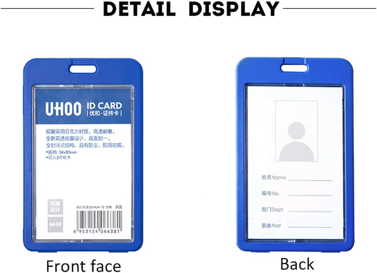 Hovico Vertical Double Sided Transparent ID Badge Holder with Lanyard - Waterproof School ID Card Holder for Teachers, Students & Office Professionals - Perfect for Campus, Workplace & Events (Grey)