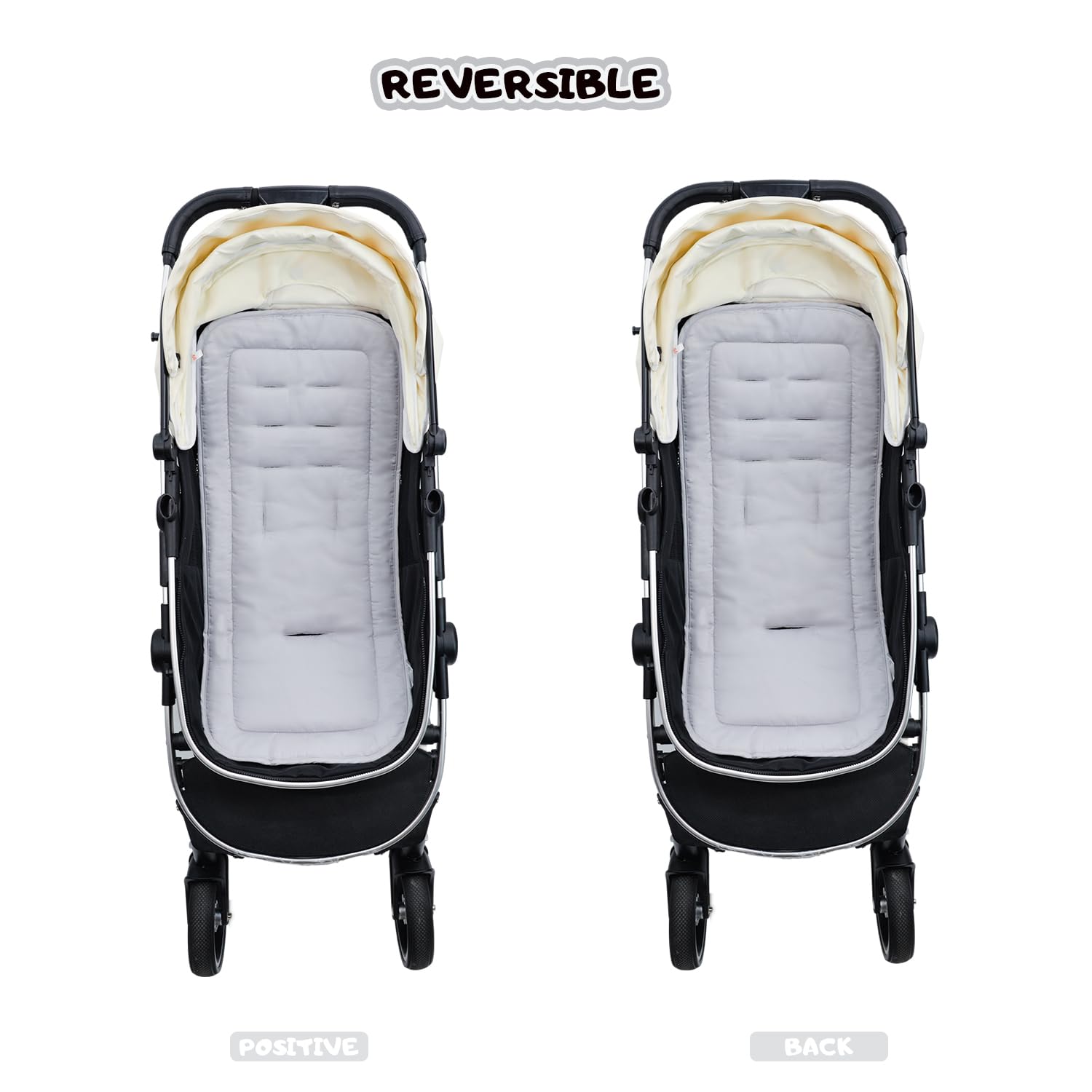 Universal Baby Stroller Cushion - Soft Cotton Stroller Seat Liner Pad for Toddlers (34x78cm, Grey) | Comfortable & Breathable Support for Strollers, Prams & Car Seats | Perfect for Outings, Shopping & Travel