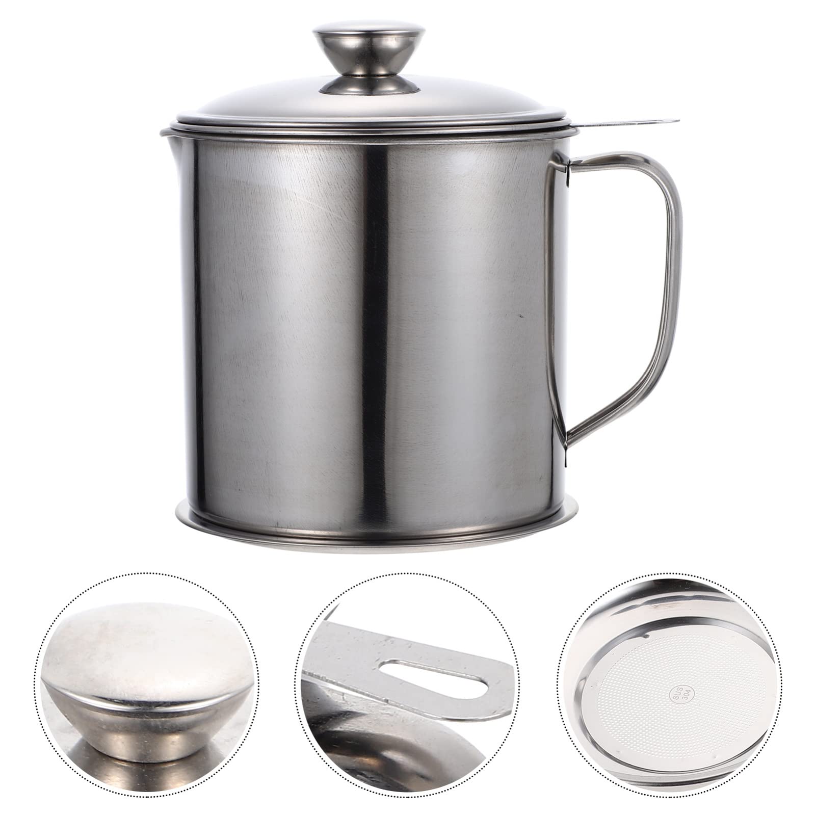 **Stainless Steel Grease Pot with Strainer - Kitchen Oil Keeper & Grease Container for Cooking, Frying & Baking - Easy Pour Oil Holder with Filter for Home & Restaurant Use**