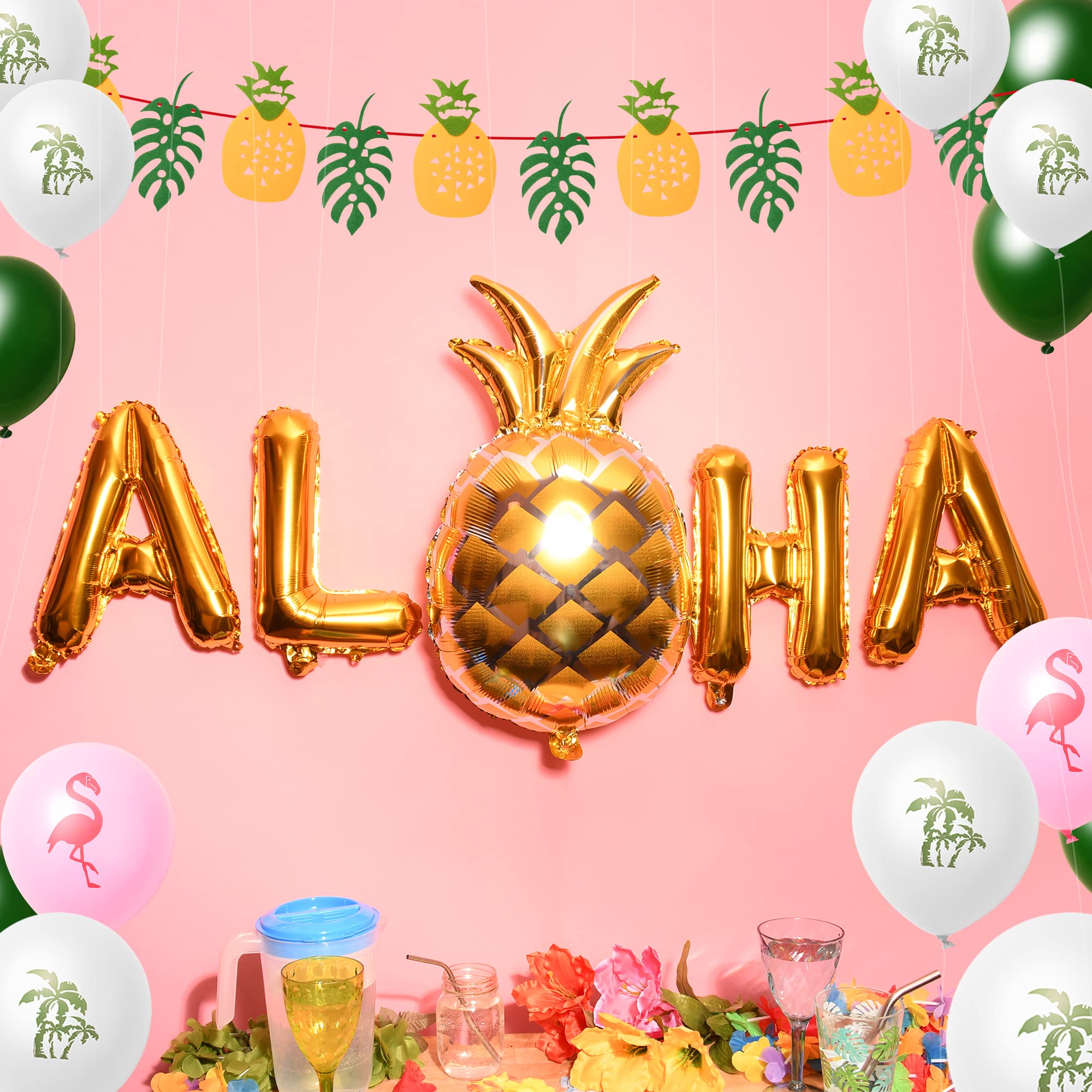 SOLAS Luau Party Decorations Kit - Hawaiian Tropical Birthday Party Supplies with Balloons & Banner - Perfect for Luau Themed Parties, Hawaiian Birthday Celebrations, and Tropical Summer Events - Great for Indoor & Outdoor Decorations