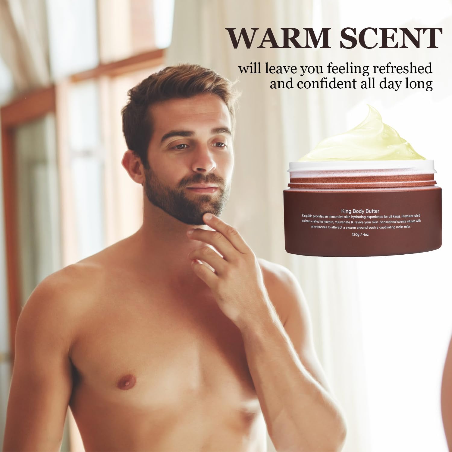 Kings Skin Body Butter for Men - Organic Cologne Scented Moisturizer with Warm Fragrance | Hydrating & Nourishing Dry Skin | Perfect for Daily Use, Post-Shave & Grooming Routine