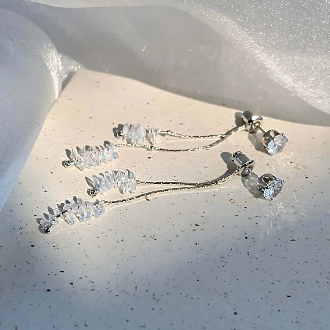 Elegant Clear Quartz Dangle Chandelier Earrings for Women | A2748 | Perfect for Weddings, Parties & Special Occasions