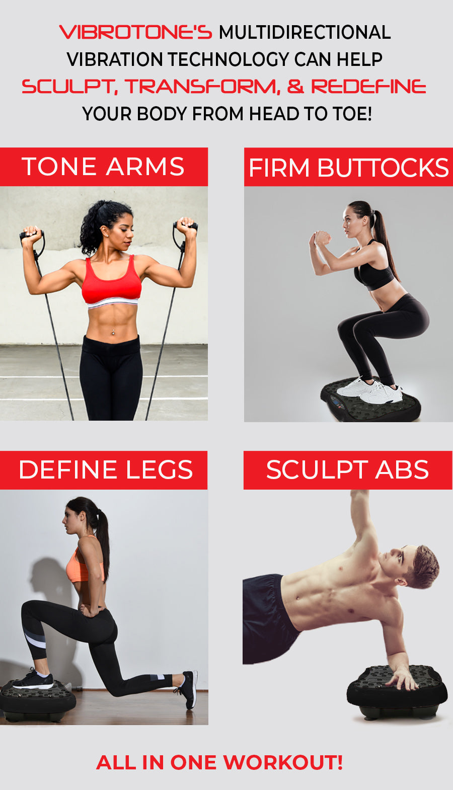 Vibrotone Vibration Fitness Board for Home Workouts - Balance Training, Weight Loss & Muscle Toning | Perfect for Home Gym, Physical Therapy & Core Strengthening