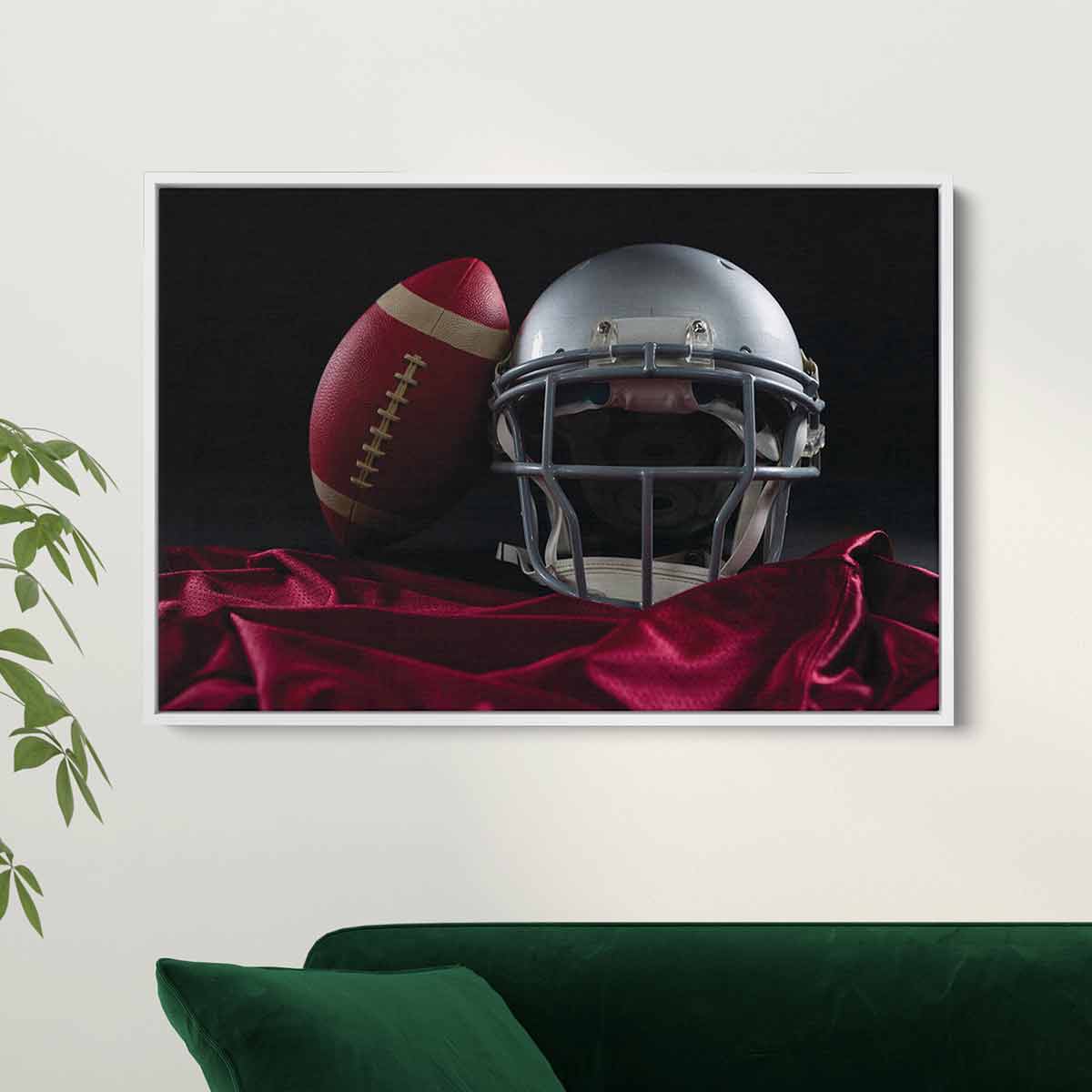 Black American Football Wall Art Canvas Print - Modern Sports Decor for Man Cave, Game Room & Office (4168)