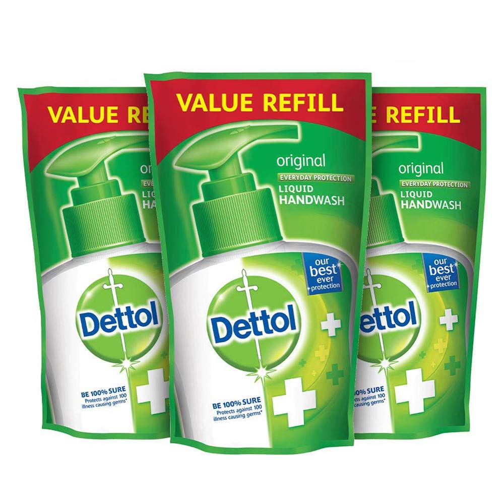 Dettol Original Germ Protection Hand Wash Refill 175ml (3 Pack) - Antibacterial Liquid Soap for Home, Kitchen & Bathroom - Kills 99.9% Germs - Gentle on Skin