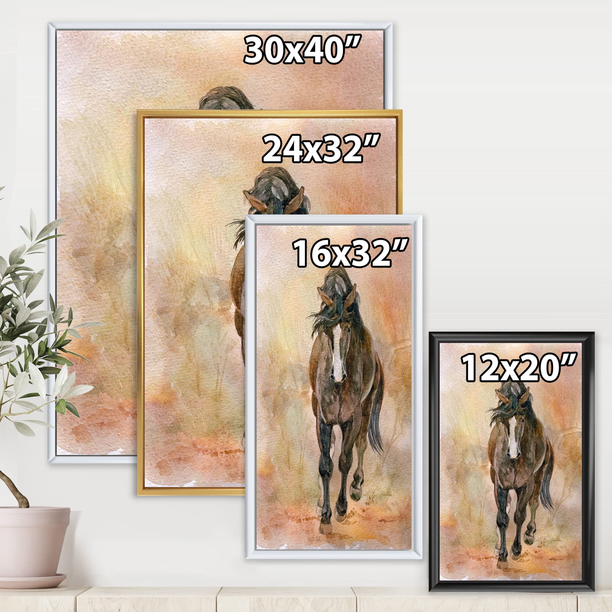 Beautiful Chestnut Horse Portrait II - Farmhouse Framed Canvas Wall Art Print for Living Room, Bedroom & Office Decor