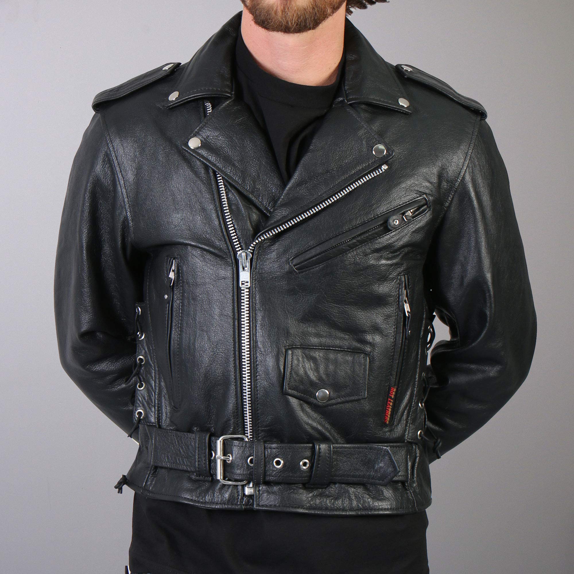 Hot Leathers Black Classic Motorcycle Jacket with Removable Lining | Men's Biker Jacket for Riding & Casual Wear | Waterproof & Windproof Motorcycle Gear