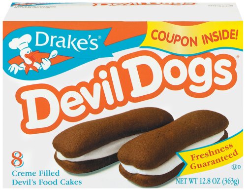 Drake's Devil Dogs Chocolate Creme Filled Cakes - 8 Count Pack | Perfect for Snacks, Lunchboxes & Party Treats