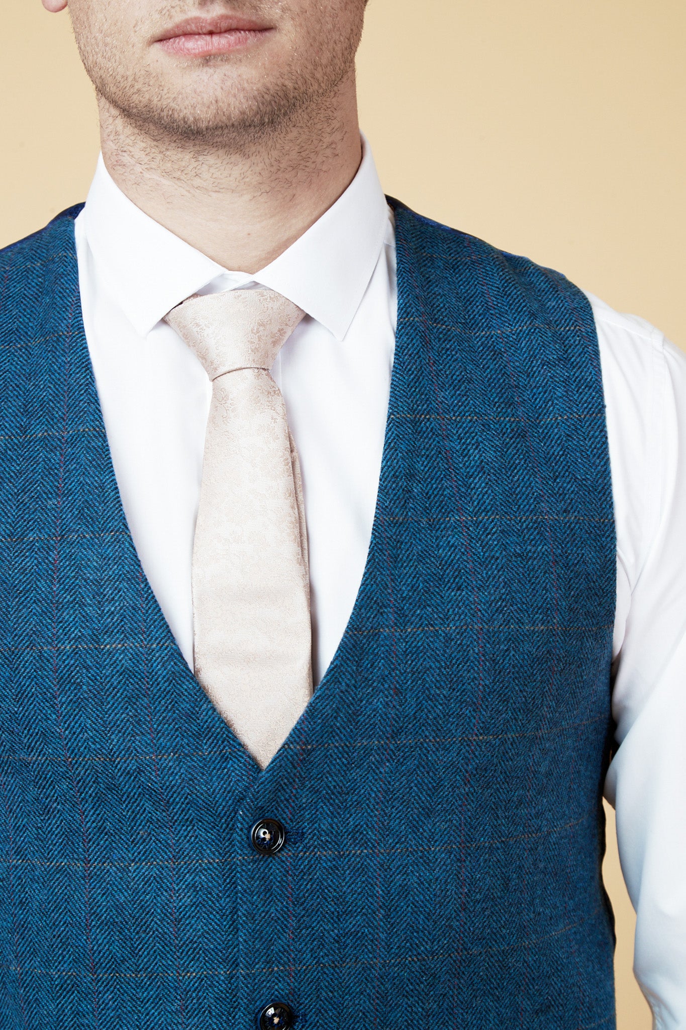 Elegant TED Tan Tweed Suit with Dion Waistcoat - Premium Men's Formal Attire for Weddings, Business Meetings & Special Occasions