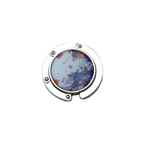 Foldable Purple Watercolor Purse Hanger - Portable Clutch Hook for Handbags, Perfect for Restaurants, Travel & Shopping - Durable Tabletop Bag Holder for Women