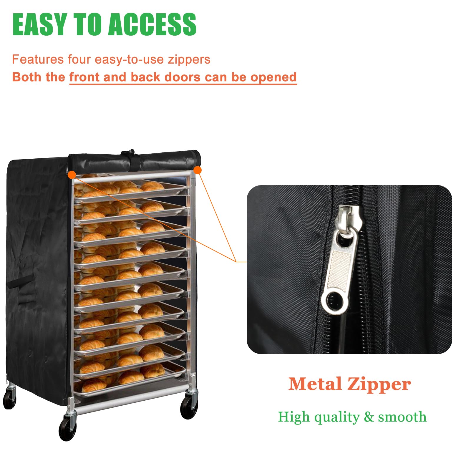 Waterproof 20-Tier Bakery Rack Cover with Vents & Zippers - 23