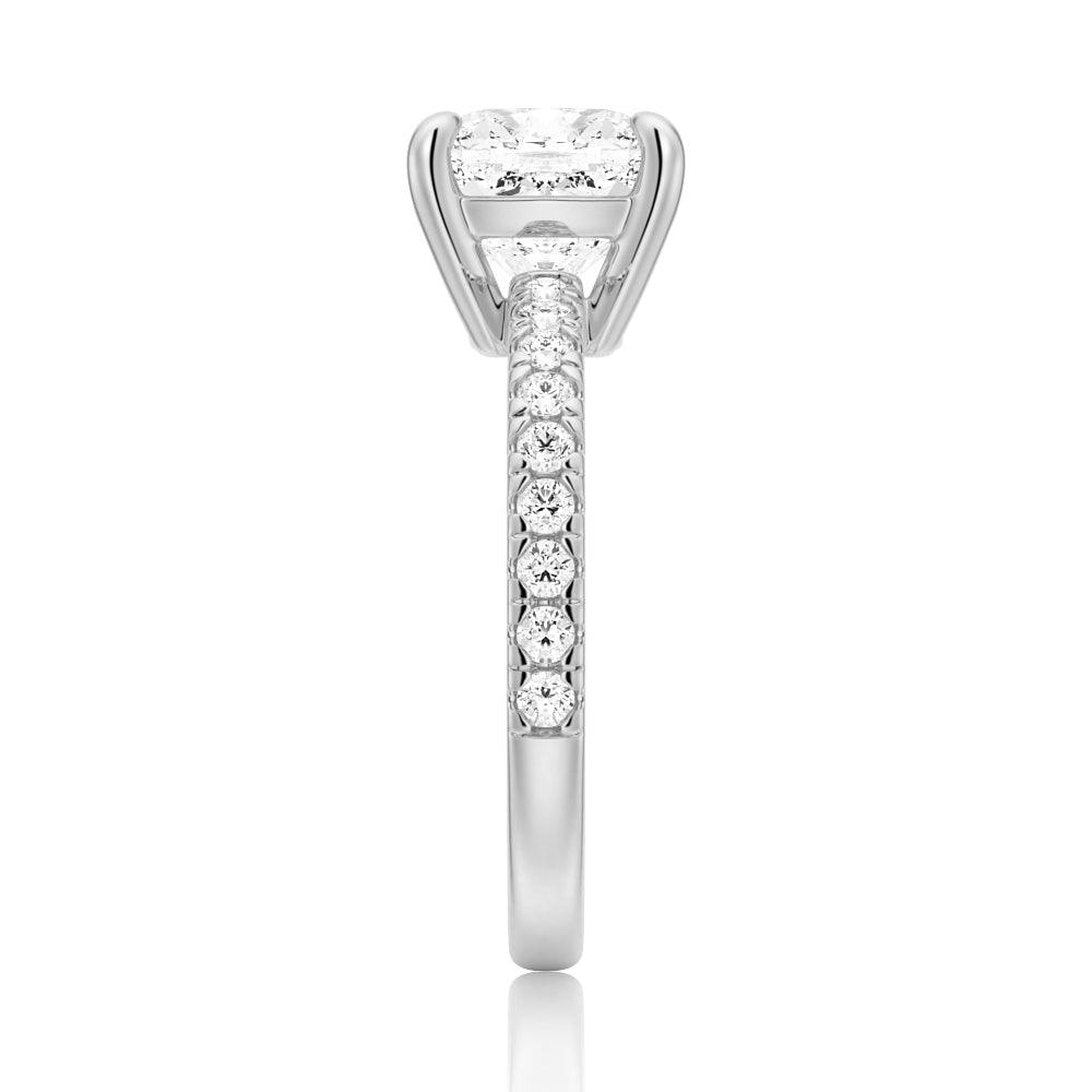 Pavé Band Cushion Cut Moissanite Engagement Ring for Women - Sparkling Wedding & Proposal Jewelry Gift for Her
