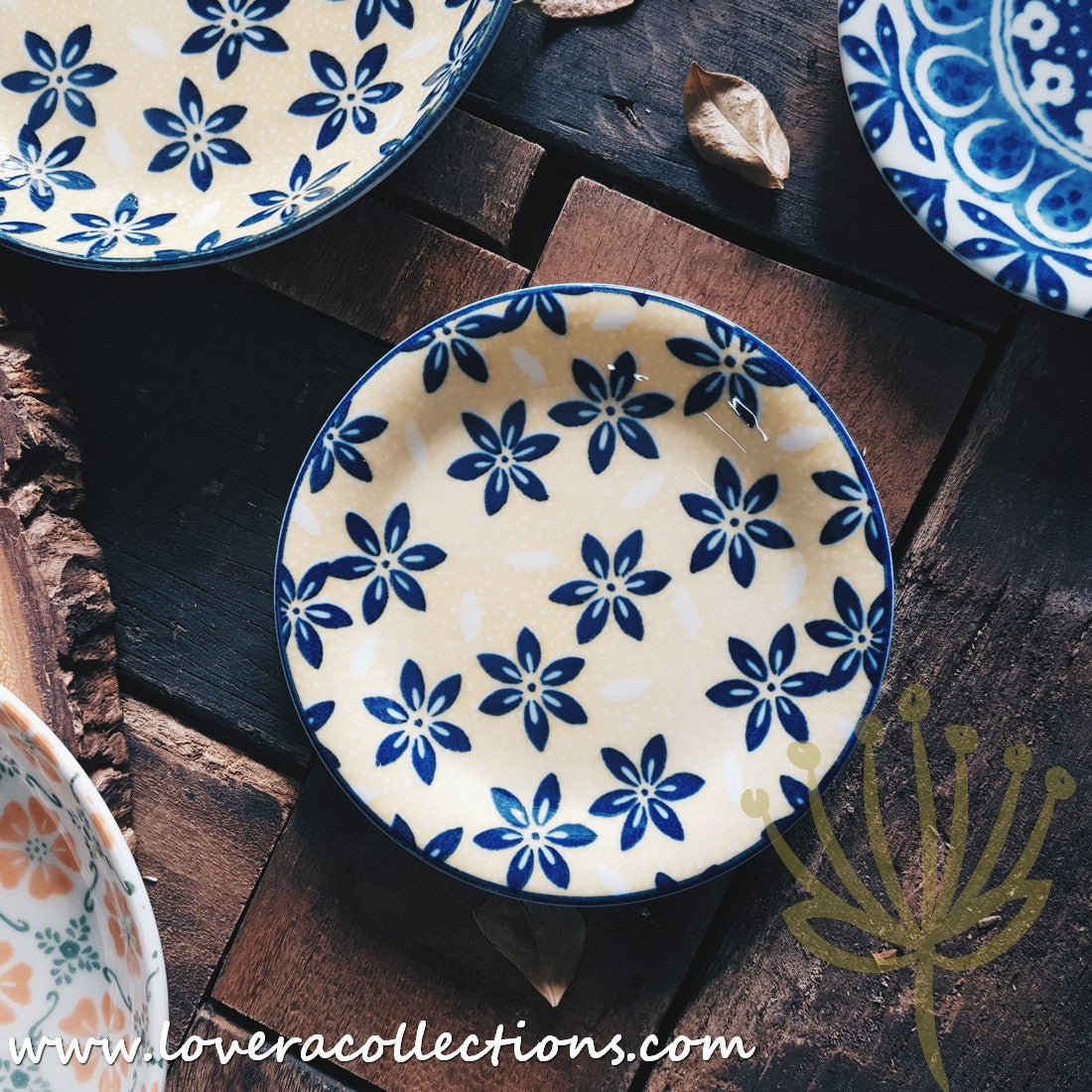 **50% Off + Buy 1 Get 1 Free - Awasaka Japan Floral Print Condiment Dishes & Dessert Plates Set - Perfect for Sushi, Salads, and Party Serving**