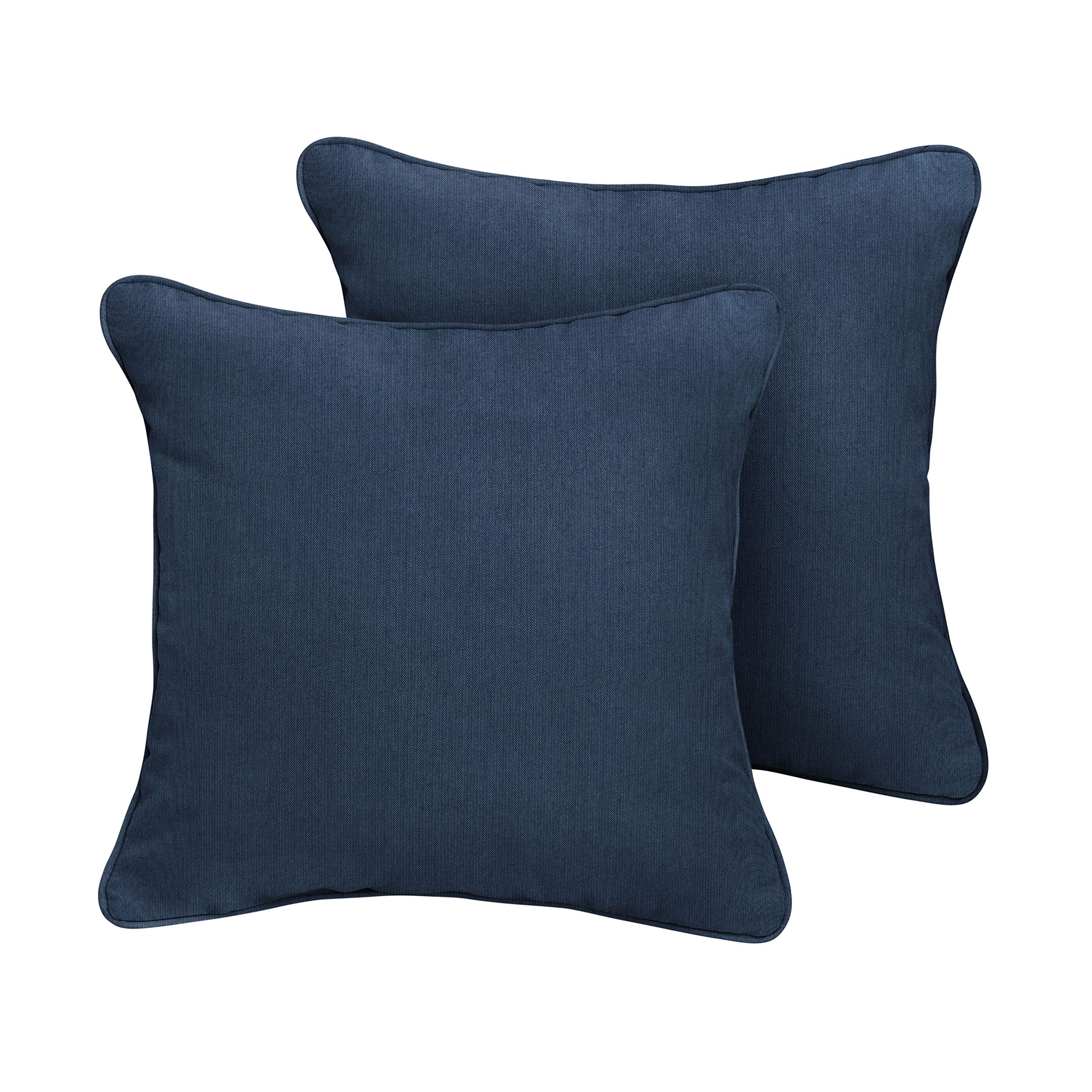 Sorra Home x Sunbrella Indoor Outdoor Corded Pillows 18x18 Inch - Water Resistant, UV Resistant, Fade Proof - Perfect for Patio, Deck, Poolside, and Garden Furniture - Spectrum Indigo Blue