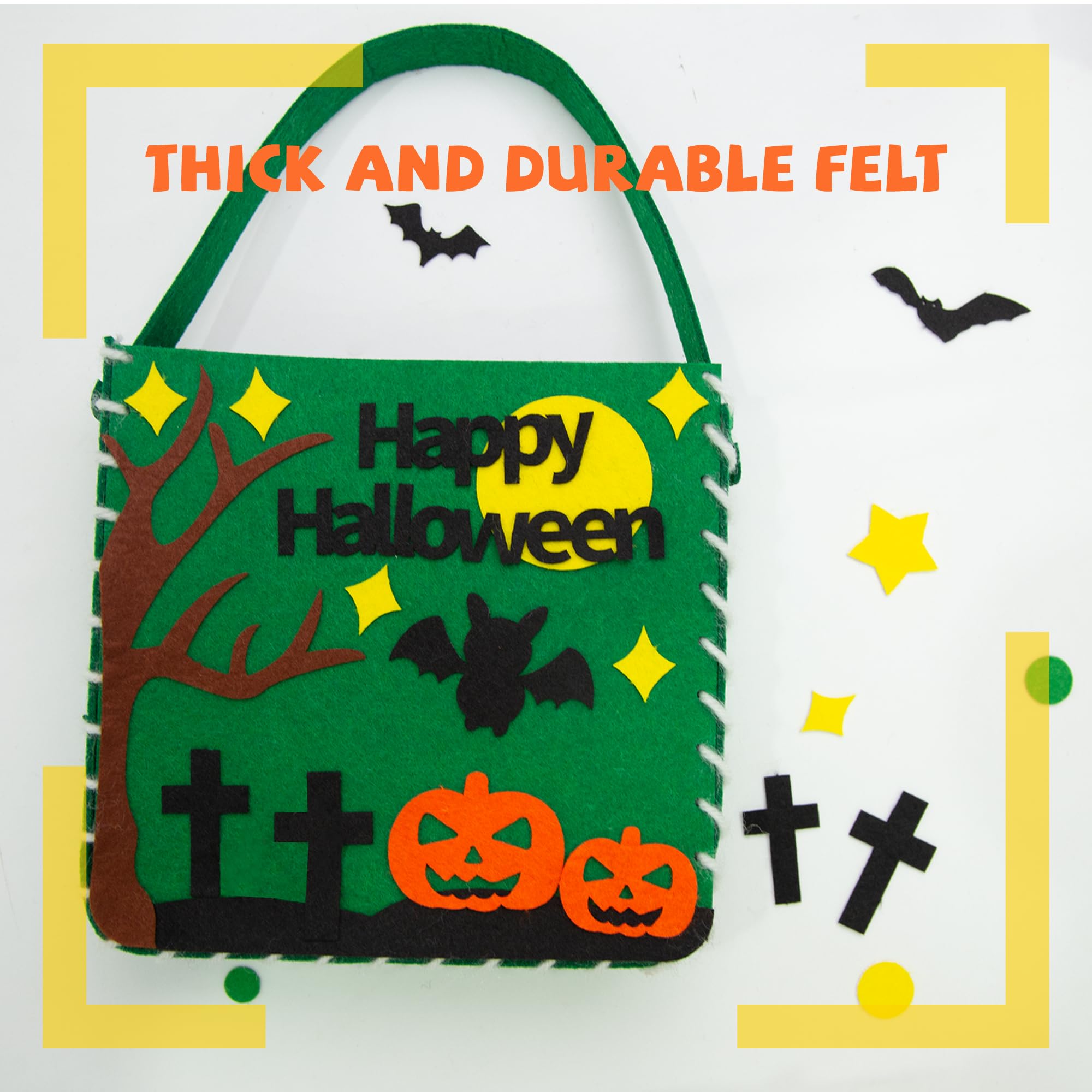 DIY Kids Sewing Kit - Make 6 Felt Trick or Treat Bags | Creative Felt Crafts for Children | Birthday & Halloween Gift for Girls | Perfect for Craft Parties, Homeschool Activities & Creative Play