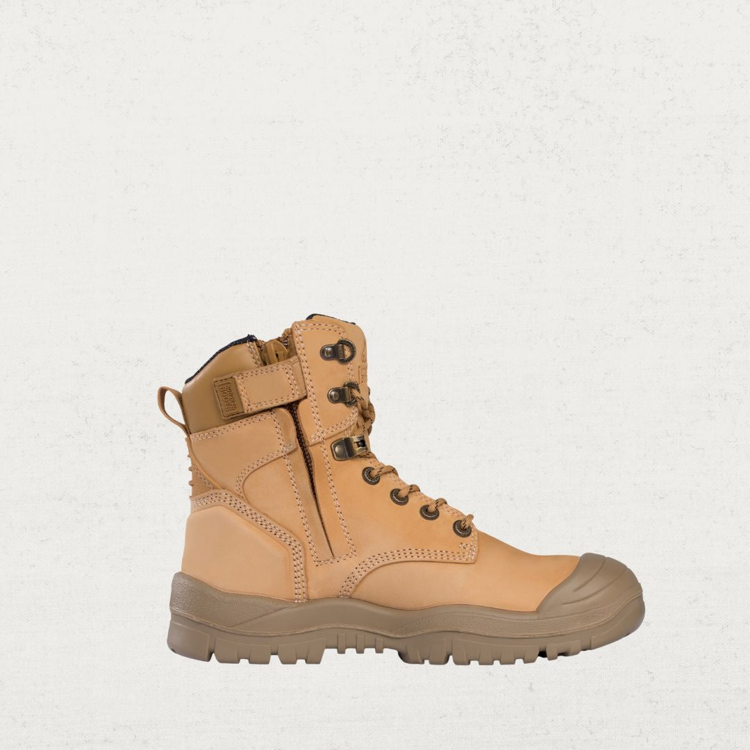 High Leg ZipSlider Safety Boot with Scuff Cap - Waterproof Steel Toe Work Boots for Construction, Warehouse & Industrial Use