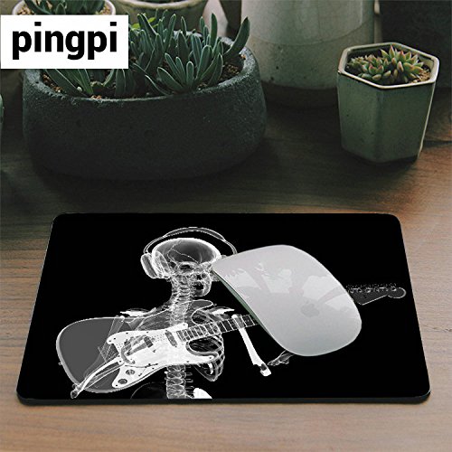 Custom Gaming Mouse Pad - Abstract X-Ray Skull Skeleton with Headphones Playing Guitar Design, 9.5