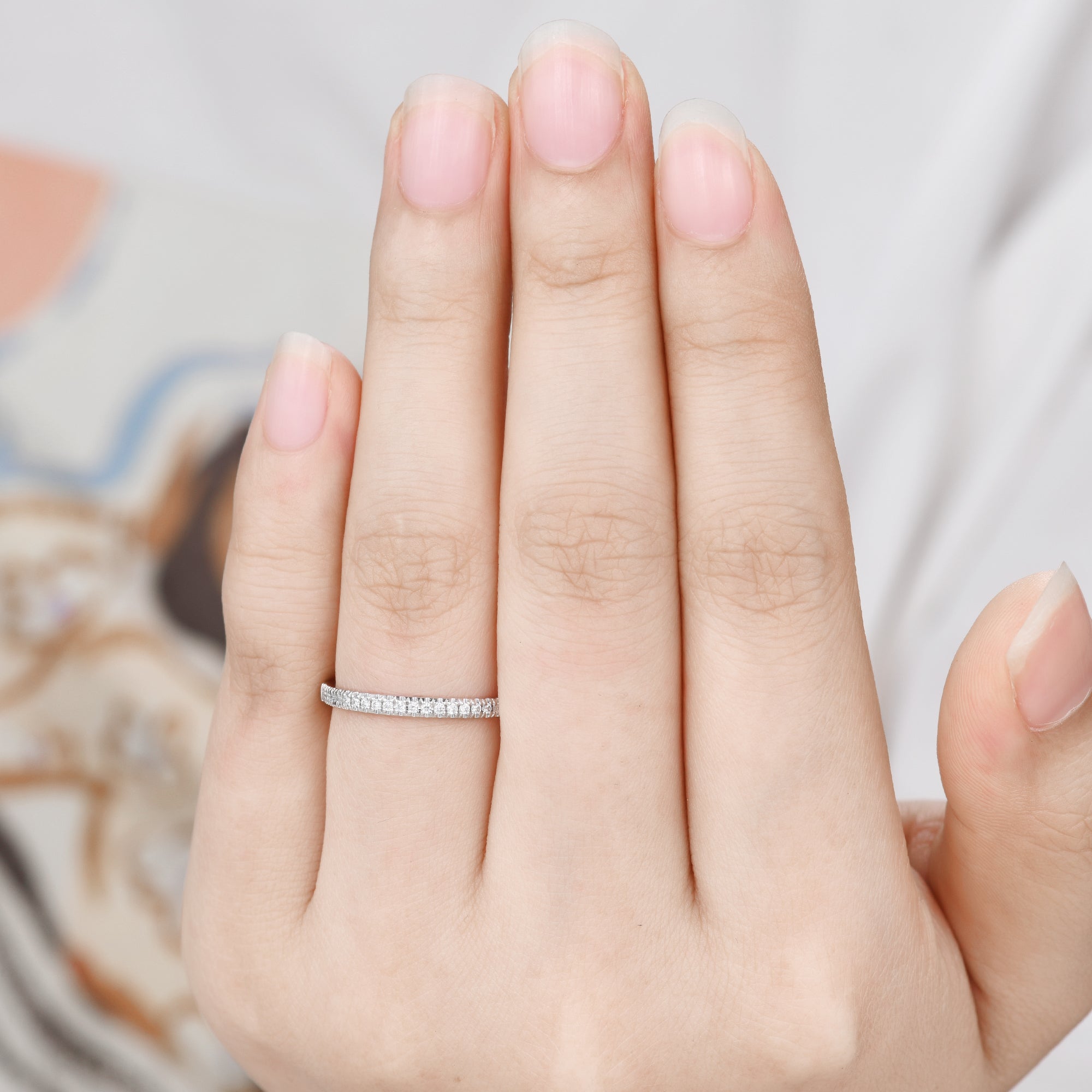 14K White Gold Round Diamond Half Eternity Wedding Ring for Women - Elegant Bridal Band, Anniversary Gift, Engagement Jewelry (Perfect for Proposals, Weddings & Special Occasions)