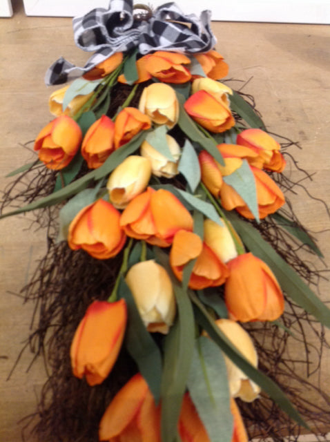 Beautiful Tulip Twig Door Swag - Handmade Floral Wreath for Front Door Decor, Spring Home Entryway, and Seasonal Holiday Decorations