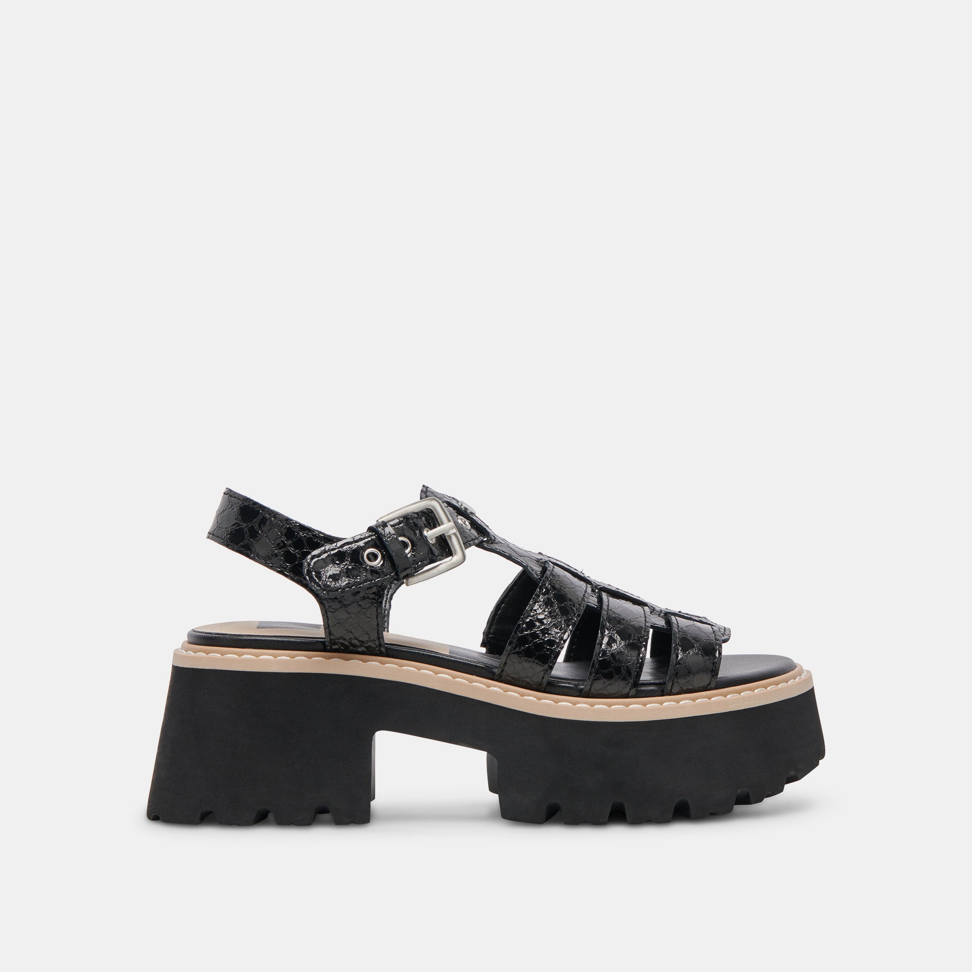 LATICE Women's Sandals - Midnight Blue Embossed Leather Strappy Flat Sandals for Summer, Beach, and Casual Outings