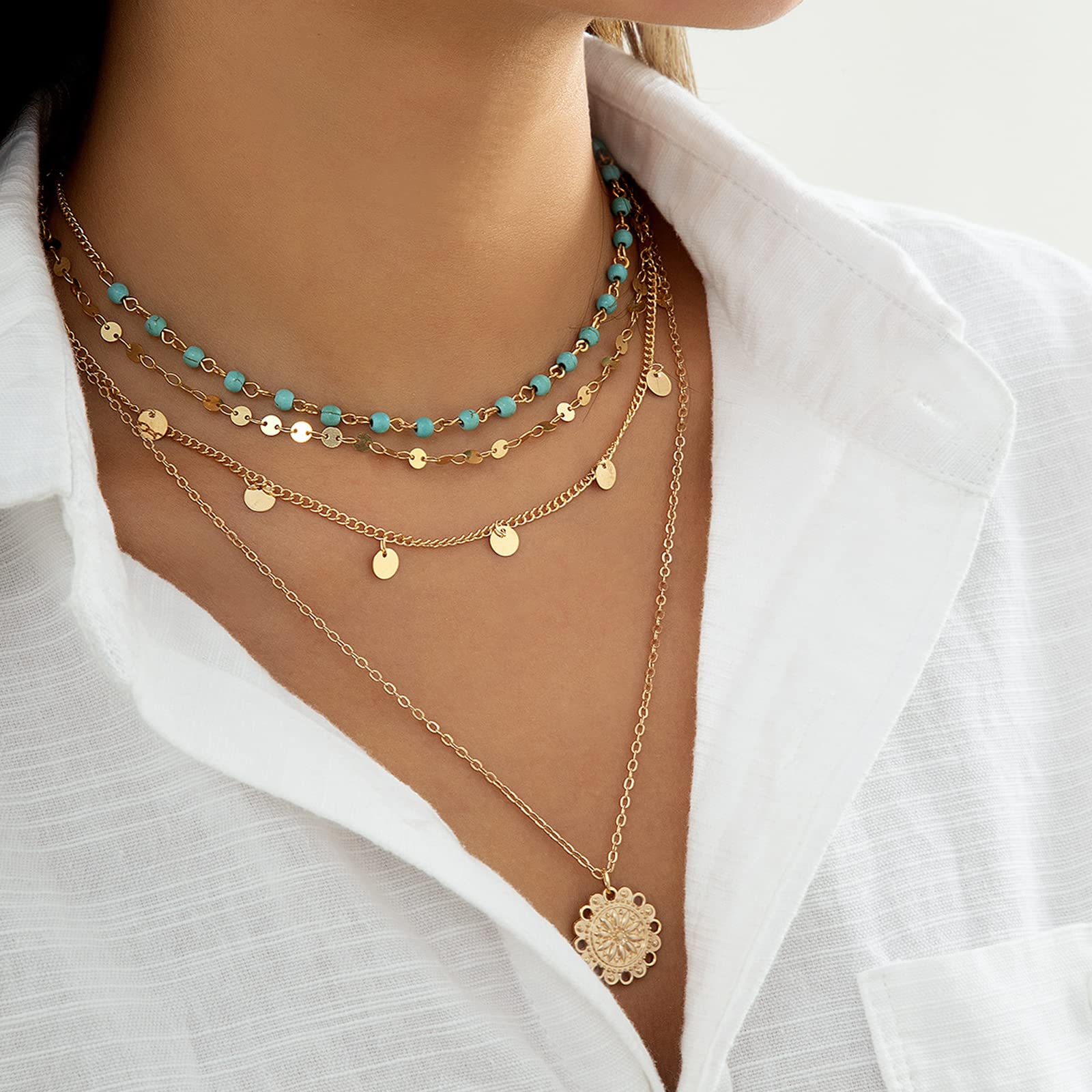 YANCHEN Women's Layered Necklace Set - Dainty Stackable Chain Necklaces with Charms, Trendy Jewelry Gift for Christmas, Birthday & Stocking Stuffers | Perfect for Layering, Daily Wear & Special Occasions