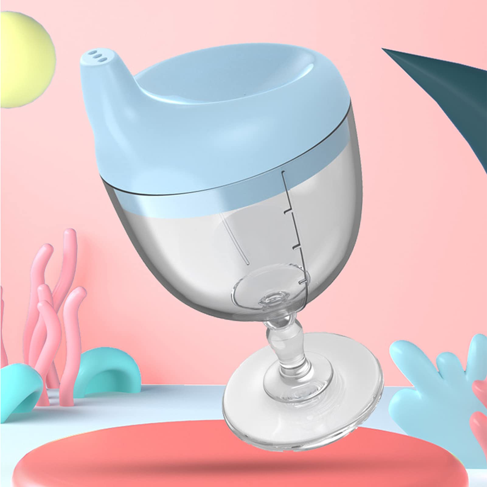 Baby Wine Sippy Cup with Lid - BPA-Free Plastic Wine Glass for Kids 8+ Months - Perfect for Birthday Parties, Celebrations & Toddler Mealtime