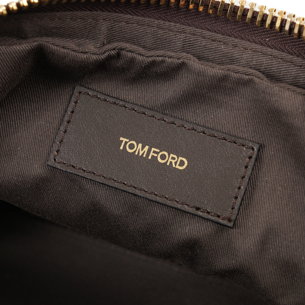 Tom Ford Single Zip Leather Toiletry Bag for Men | Premium Travel Cosmetic Case | Luxury Dopp Kit for Grooming Essentials & Toiletries | Perfect for Business Trips, Gym & Weekend Getaways