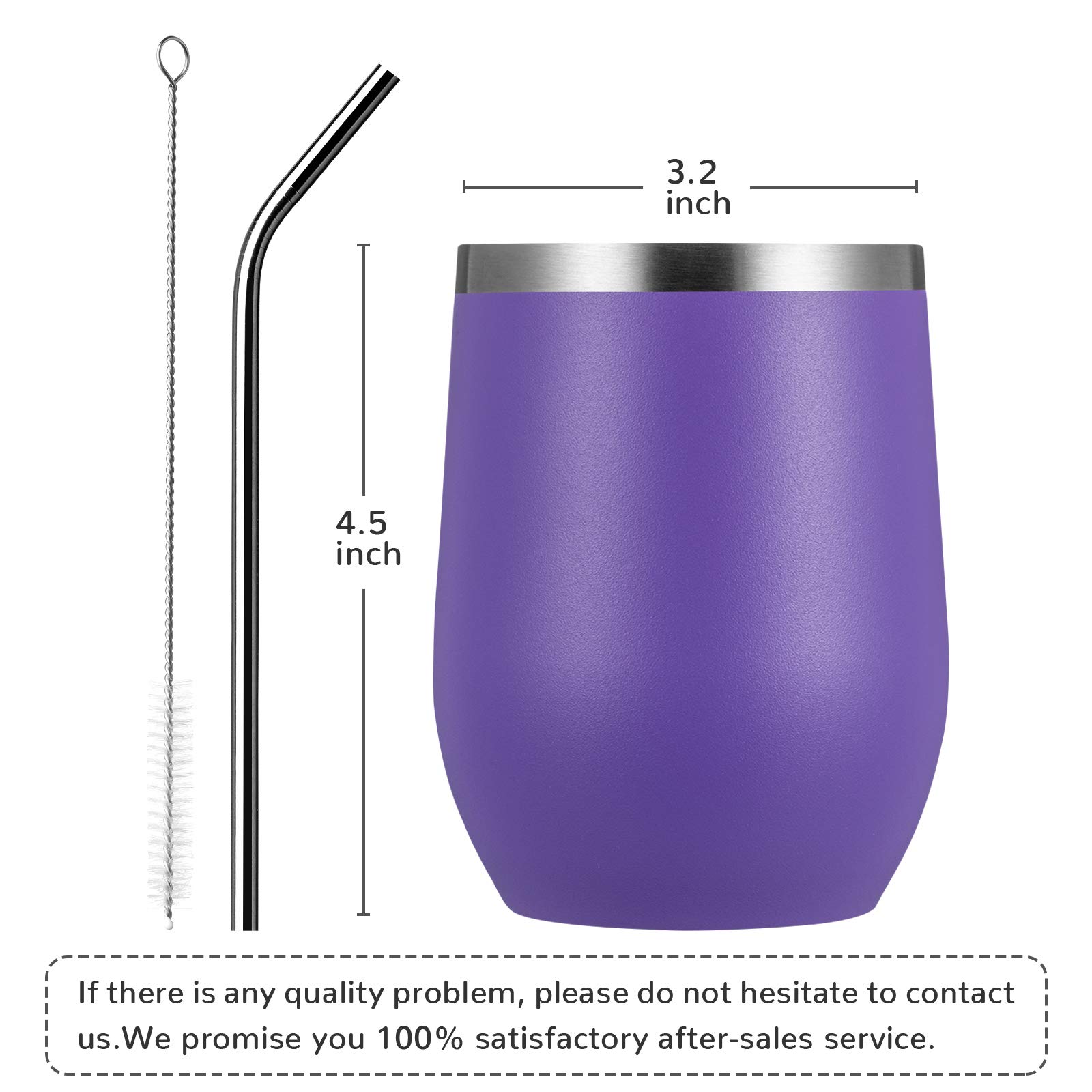 MEWAY 12oz/8 Pack Insulated Stainless Steel Wine Tumbler with Lid - Double Wall Vacuum Travel Mug for Hot & Cold Drinks - Perfect for Wine, Coffee, Cocktails, Gifts (Purple, Set of 8) - Ideal for Home, Office, Camping, Picnics & Outdoor Adventures