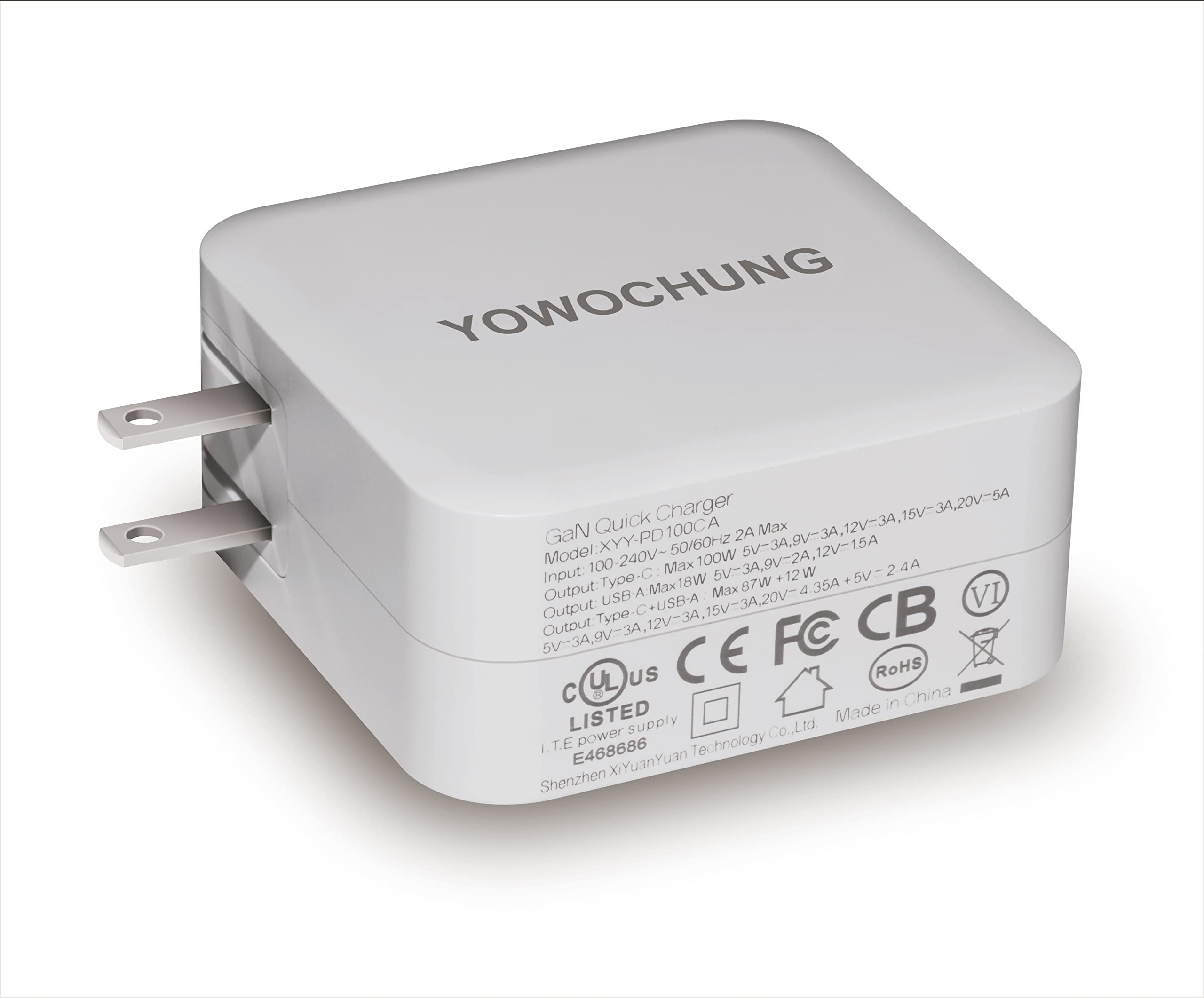 100W GaN PD Fast Charger with USB-C & USB-A Ports - Compact Wall Charging Station for MacBook Pro/Air, iPhone 13/14/15 Pro, iPad, Galaxy, Pixel 6 Pro, Dell XPS & USB-C Laptops - Fast Charging for Home, Office & Travel (White)