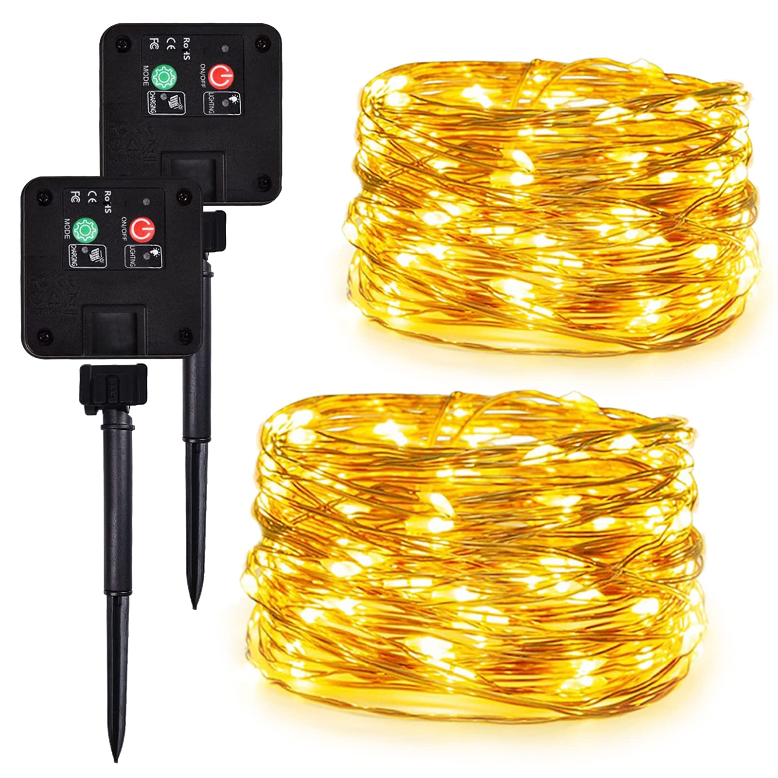 100 LED 33ft Solar String Lights Outdoor Waterproof - Warm White Fairy Lights for Christmas, Garden, Wedding, Party & Holiday Decorations - Perfect for Patio, Pathway, Lawn and Backyard Lighting