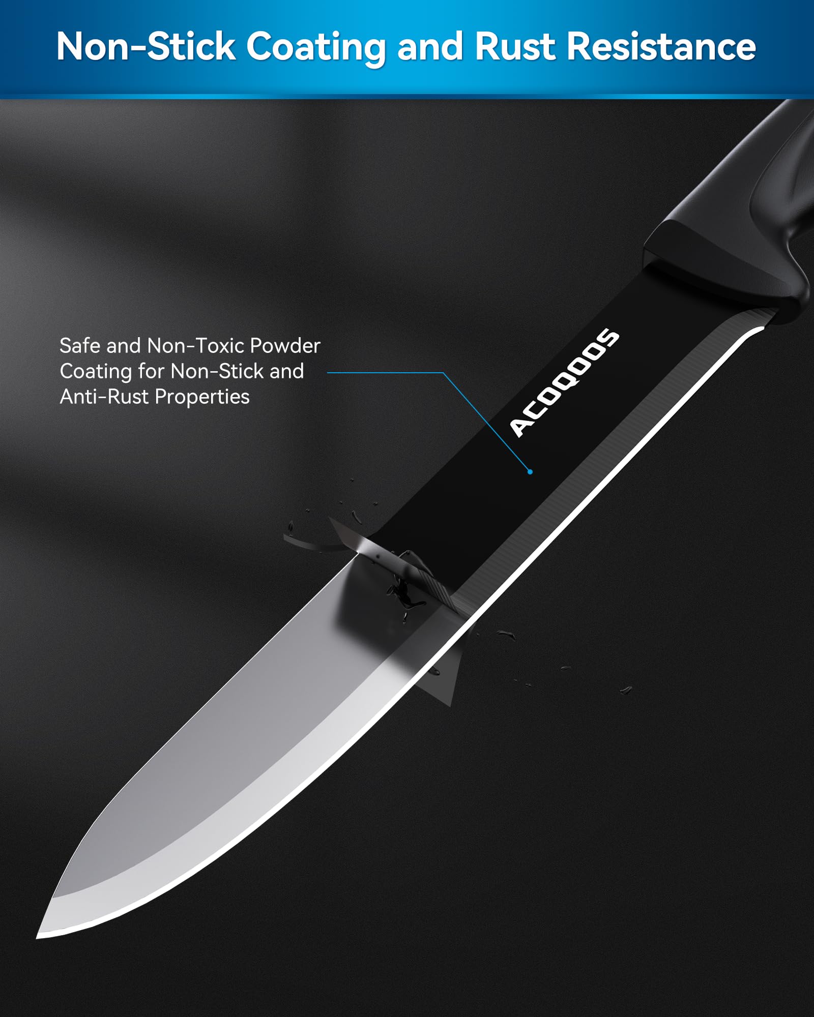 ACOQOOS 10-Piece Stainless Steel Knife Set with Wooden Block & Built-in Sharpener - Professional Kitchen Knives for Chopping, Slicing, Dicing - Perfect for Home Cooking, Restaurant & Gift Giving