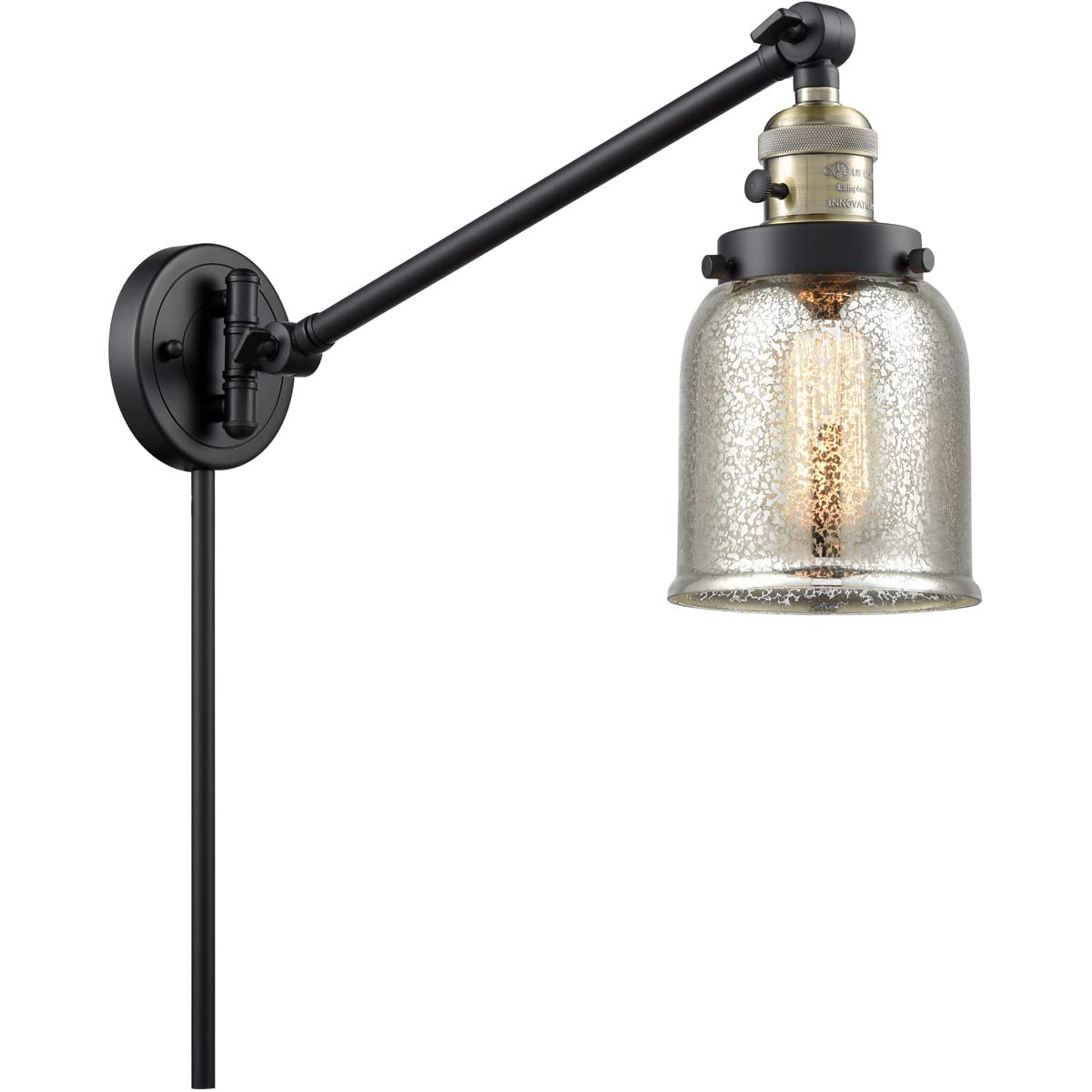 Vintage Dimmable LED Swing Arm Lamp - Black Antique Brass Finish, Adjustable Desk Light for Reading, Office & Bedroom Lighting