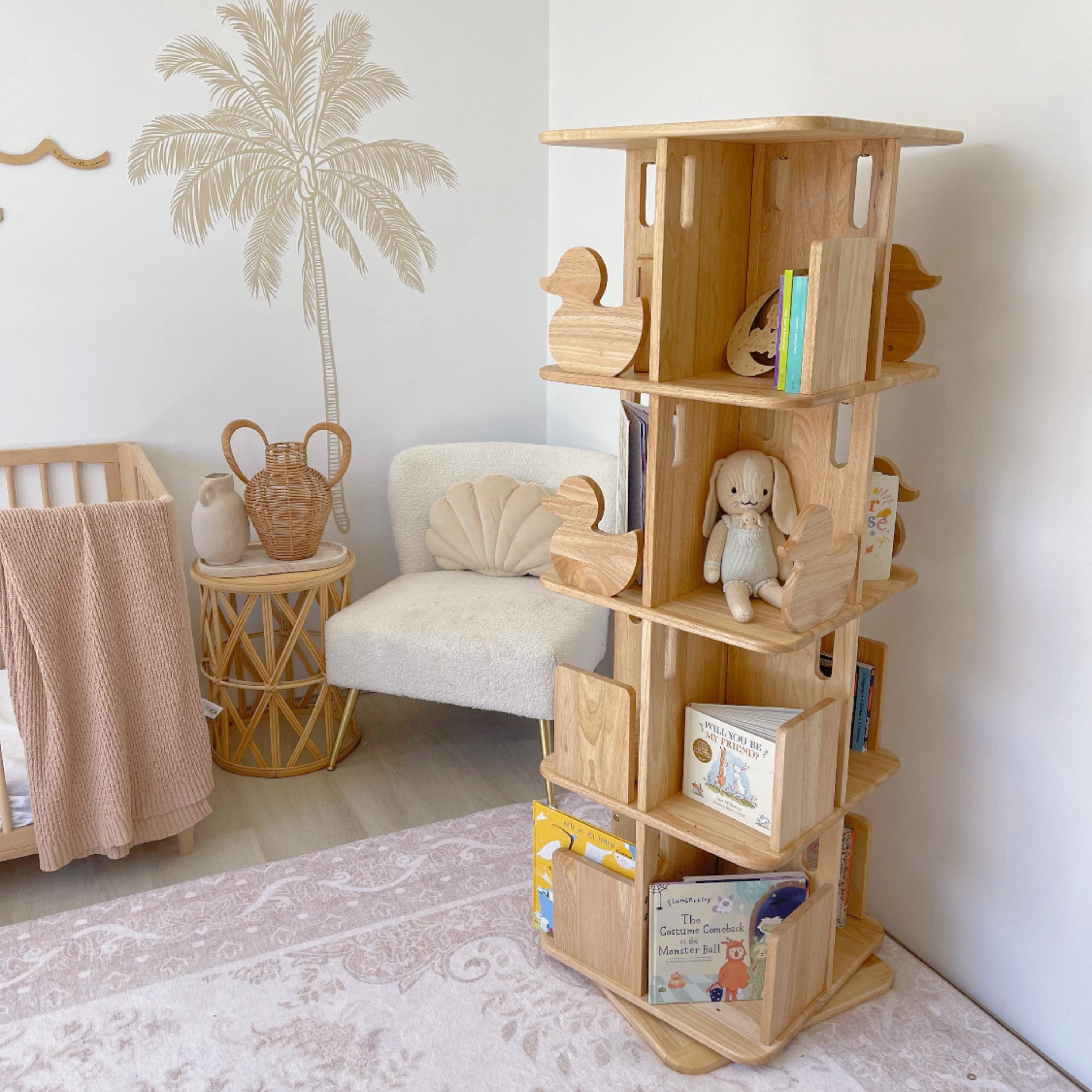Montessori Rotating Bookcase Add-On Layer - Kids Bookshelf Organizer for Classroom & Home Learning - Perfect for Toddler Educational Toys & Nursery Storage