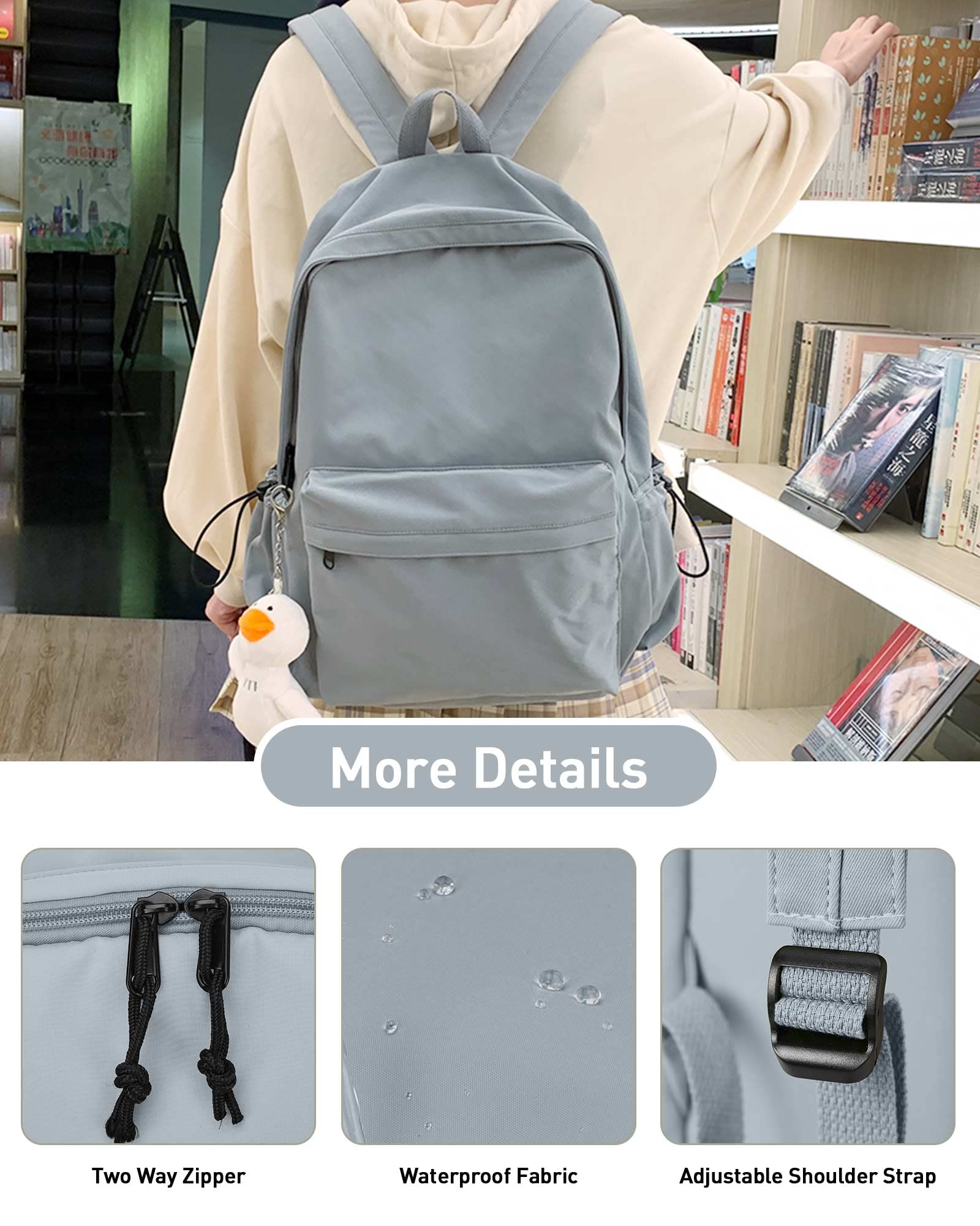 Stylish Blue Waterproof Backpack for School, College & Travel - Lightweight Laptop Bookbag for Women, Men, Girls & Boys - Perfect for Daily Commute, Campus Life & Outdoor Adventures