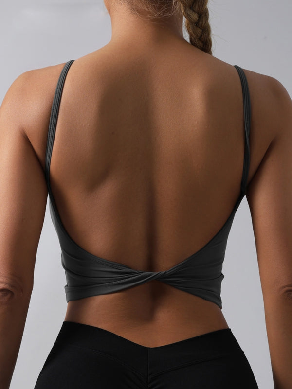 ZASUWA Women's Sexy Solid Color Twist Backless Round Neck Tank Top - Perfect for Summer, Beach, Party & Night Out
