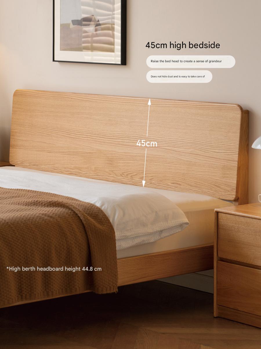 Solid Oak Wood High Headboard Bed - Queen Size, Rustic Farmhouse Style for Bedroom Decor - Perfect for Master Bedrooms, Guest Rooms & Cozy Retreats