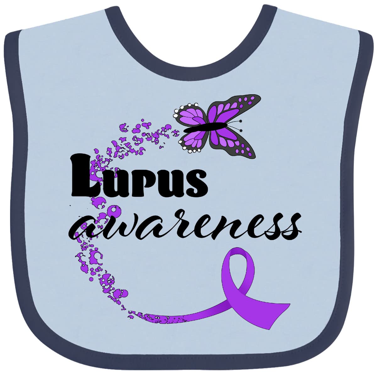Inktastic Lupus Awareness Butterfly Ribbon Baby Bib - Soft & Absorbent for Infants - Perfect for Feeding, Messy Play & Lupus Awareness Events