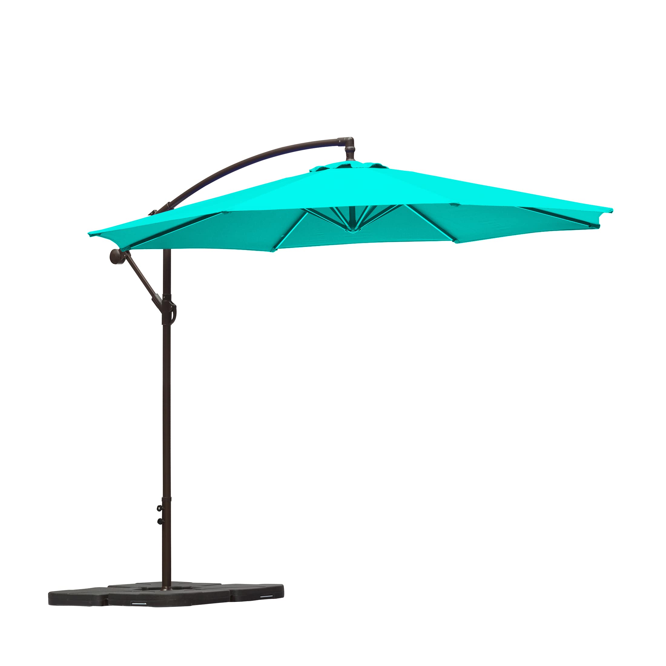 10ft Outdoor Patio Cantilever Umbrella with Stand & Weighted Base - 3-Piece Hanging Shade Kit for Garden, Poolside, and Backyard Relaxation