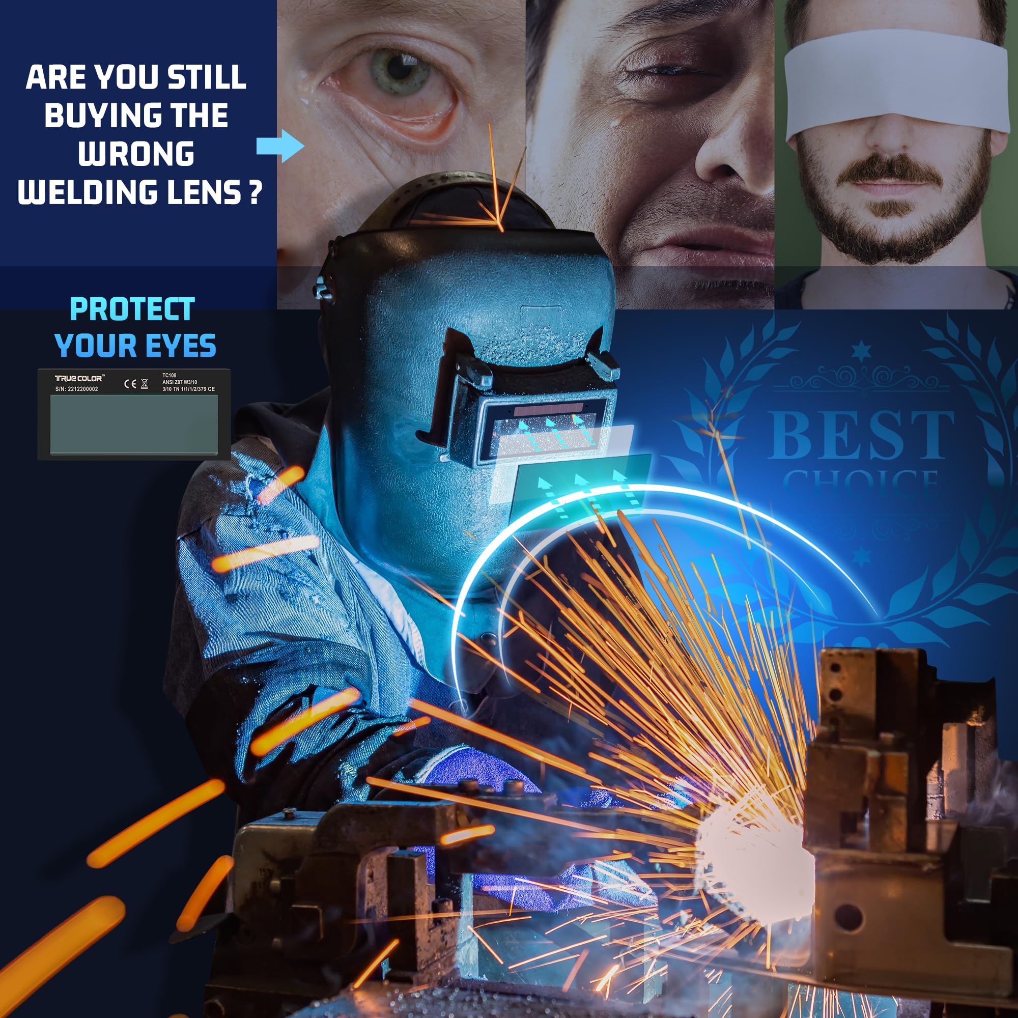2x4.25'' Auto Darkening Welding Lens with Shade 10 - True Color Blue Technology for Clear View - Fits Most Pancake & Pipeliner Welding Helmets - Ideal for MIG, TIG, Arc Welding & Metal Fabrication