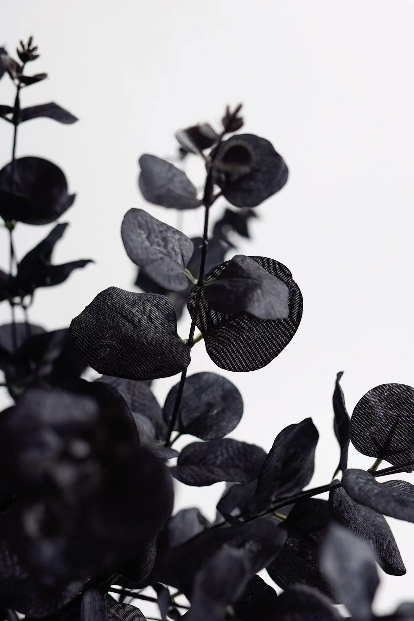 6 Pack Artificial Black Eucalyptus Stems with Dark Leaves - 14
