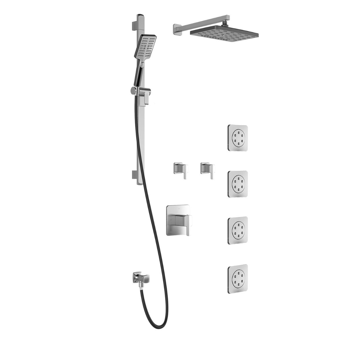 Premium Kalia GRAFIK T375 Shower System - Wall/Ceiling Mount in Chrome & Black Finish | Modern Bathroom Upgrade for Spa-Like Experience
