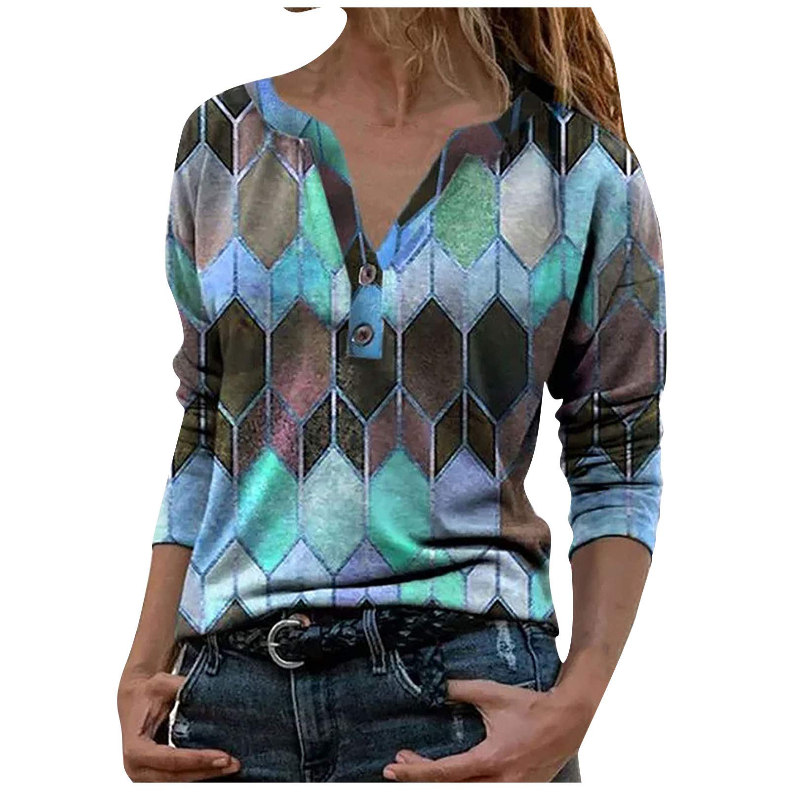 Women's Casual Long Sleeve V-Neck Tunic Tops for Fall & Spring 2024 - Comfortable Blouse for Work, Date Night, and Everyday Wear